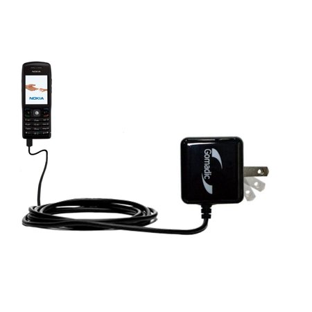 Gomadic Intelligent Compact AC Home Wall Charger suitable for the Nokia E50 - High output power with a convenient, foldable plug design - Uses TipExch