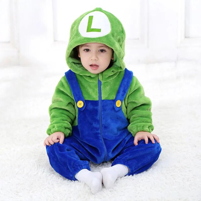 Disfraz de Anime de Kigurumis para bebé, ropa de casa suave y cálida de invierno, color rojo y verde, regalo divertido para fiesta de Halloween