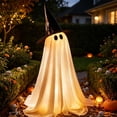 thumbnail image 2 of Halloween Wizard Ghost Light Up Decoration, Outdoor Spooky Stand Up Ghost with Witch Hat Warm Glowing Ornament, for Front Door Entrance Home Yard Garden Party Layout Display, 2 of 6