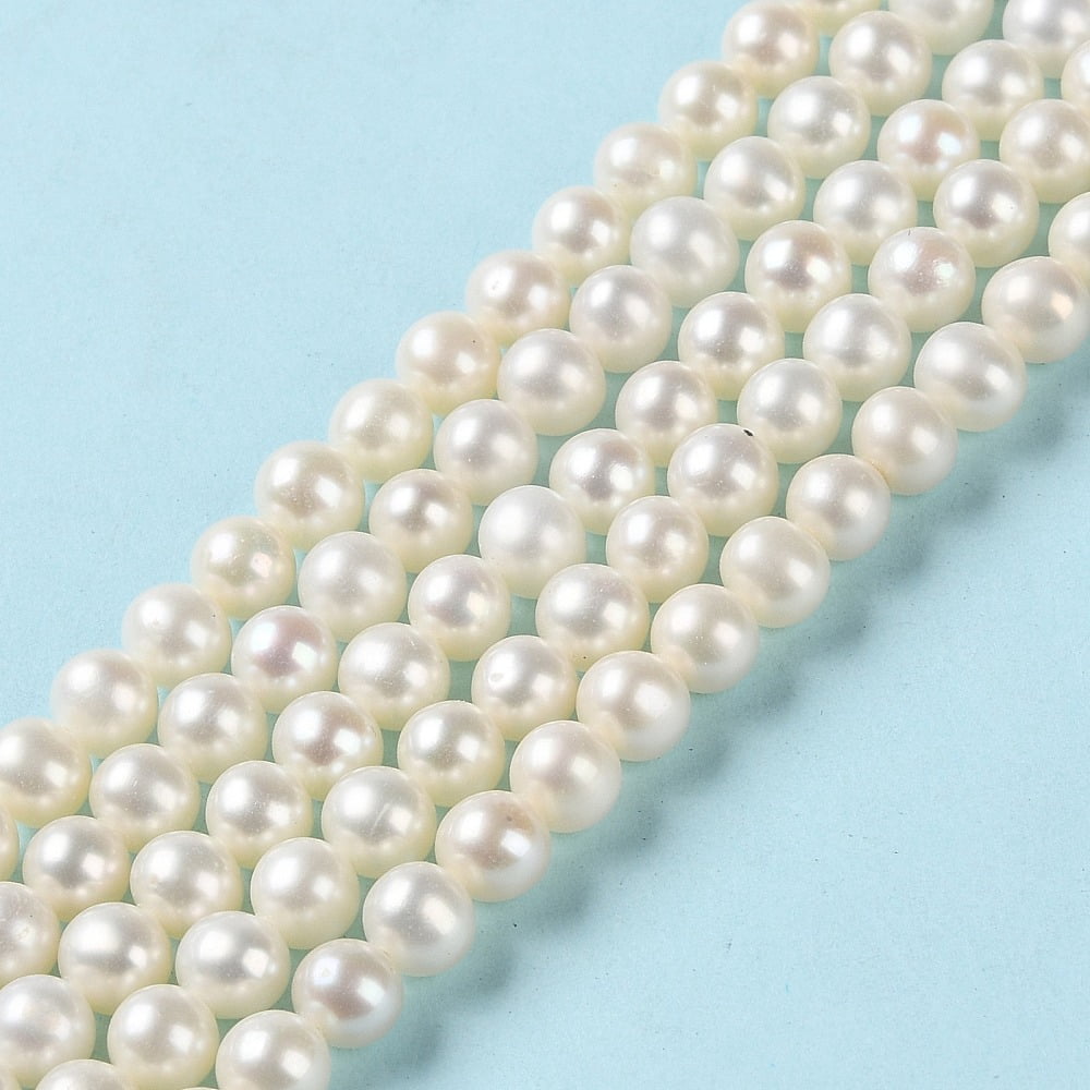 1strand Natural Cultured Freshwater Pearl Beads Strands Round Grade 5A WhiteSmoke 5.5~6x5.5~6mm Hole: 0.7mm about 72pcs/strand 15.63 inch(39.7cm)