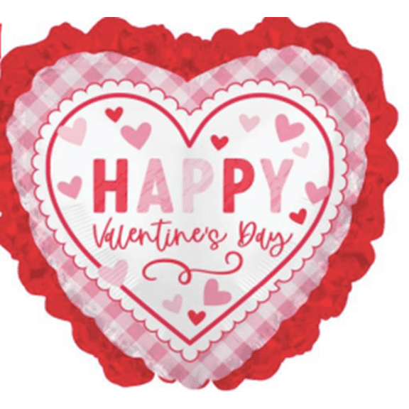 Val26 HVD Pink Plaid Ruffle Stick Balloon