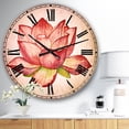 thumbnail image 2 of DesignArt Pink Lotus Watercolor Illustration Large Wall Clock, 2 of 2
