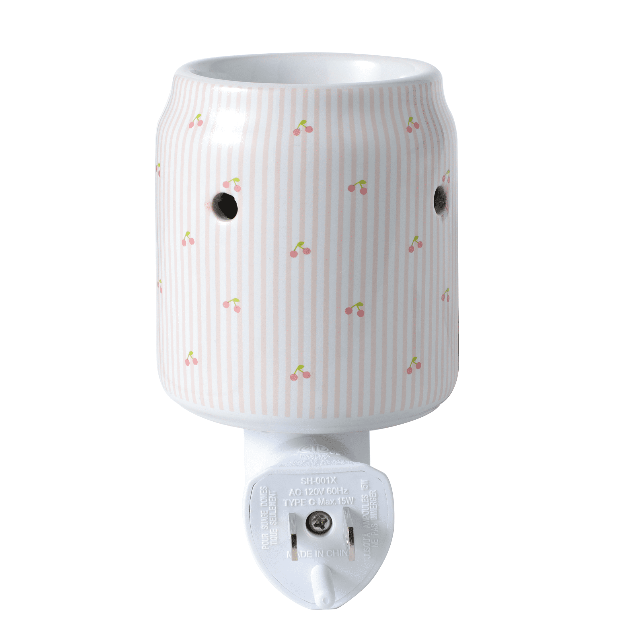 Mainstays Plug-in Wax Melt Warmer with LED Light in Striped Cherry Soda Can Design