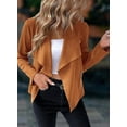 thumbnail image 6 of Women's Faux Suede Jackets Fall Clothes Long Sleeve Open Front Cropped Coat Outwear, 6 of 7