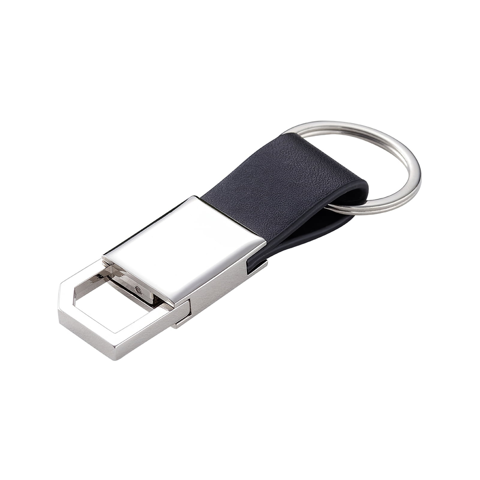 2 Loops Black Leather Strap Keyring Keychain Key Chain Ring Key Fob for Men yu