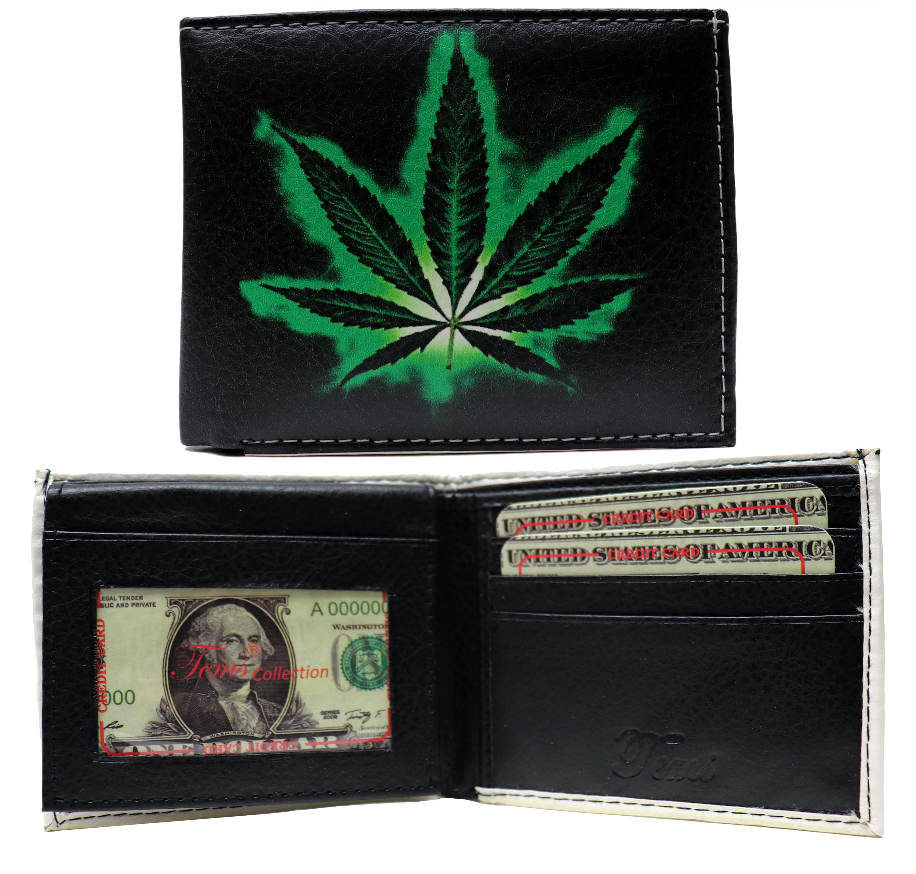 AES Weed Marijuana Cannabis Genuine Leather Wallet With 4 Inch Detachable Chain 10 thumbnail image