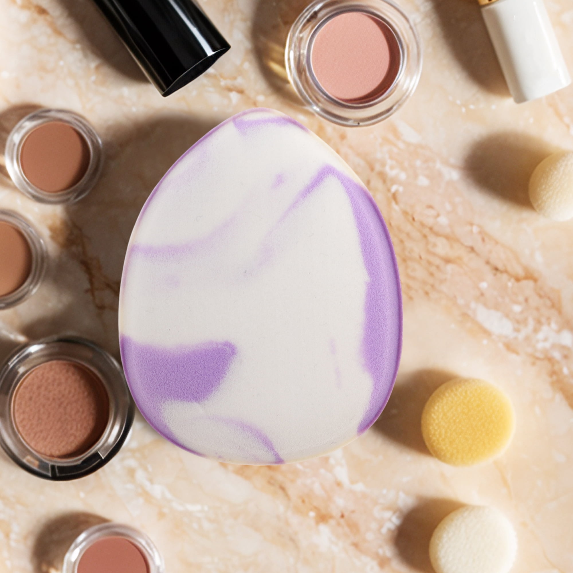 Unique Bargains 1 Pc Dual Color Face Makeup Sponge Purple, White