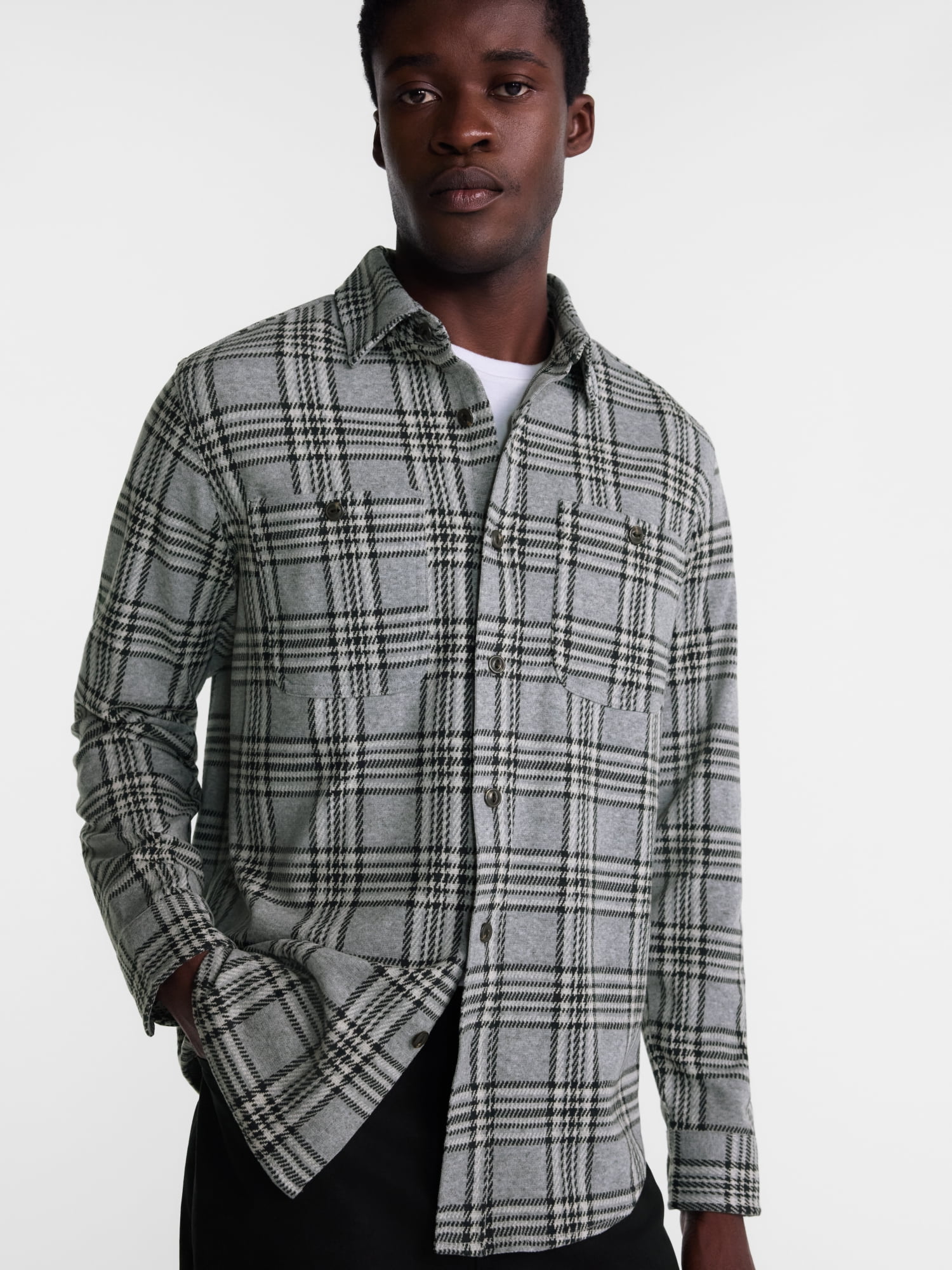 George Men's Knit Overshirt with Long Sleeves, Sizes XS-4XLT