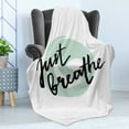 thumbnail image 4 of Just Breathe Soft Flannel Fleece Throw Blanket, Inspirational Positive Saying with Modern Brush Calligraphy Art, Cozy Plush for Indoor and Outdoor Use, 70" x 90", Mint Green Black White, by Ambesonne, 4 of 5