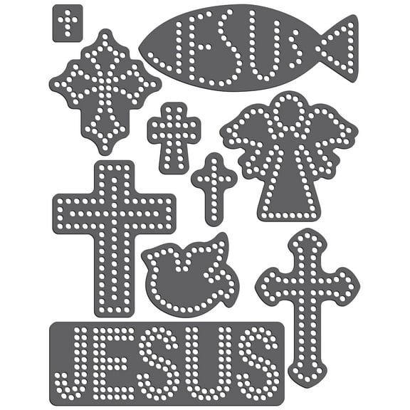 Rhinestone Genie Religious 001 Magnetic Rhinestone Template, Black
