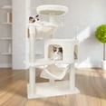 thumbnail image 4 of AIWIKIDE 39.37" Cat Tree Cat Tower with Cat Condo and Big Hammock for Indoor Small Cats,Beige, 4 of 7