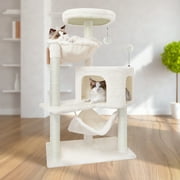 AIWIKIDE 39.37 Cat Tree Cat Tower with Cat Condo and Big Hammock for Indoor Small Cats,Beige