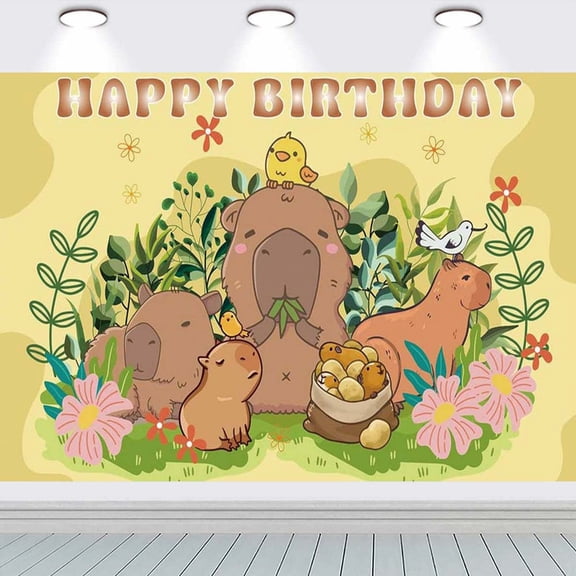 Capybara Birthday Party Supplies Banner Backdrop Background Taspestry Poster Wall Decor