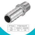 thumbnail image 4 of Uxcell 16mmx3/8PT Male Thread Straight Stainless Steel Hose Barb Pipe Fitting, 4 of 5
