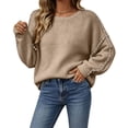 thumbnail image 3 of Women's Sweaters Fall Long Sleeve Crew Neck Oversized Pullover Tops Winter Fashion Versatile Sweater Tops, 3 of 5
