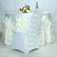 thumbnail image 4 of Balsa Circle 10 White Satin Raised Roses Spandex Stretchable Banquet Solid Chair Covers Slipcovers, 4 of 8