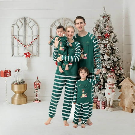 

Blueek New Cute Fashion Christmas Print Family European and American Pajamas Parent-Child Suit Dad