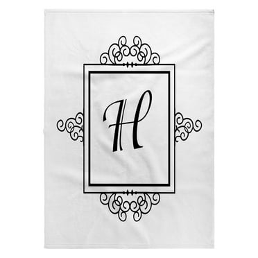 3dRose, Initial letter H personal monogrammed fancy black and white typography elegant stylish personalized, 22x30 Bath Hand Pool Towel