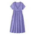 thumbnail image 4 of Dvprdro V Neck Cotton Linen Short Sleeve Tiered Maxi Dress for Women 2026 Summer Flowy A Line Beach Solid, 4 of 9