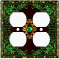thumbnail image 3 of Metal Light Switch Plate Cover Elegant Green Maroon Starry Night Damask Frame FRA022, 3 of 13