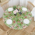 thumbnail image 3 of Winter Round Fitted Tablecloth Best for 40"-44" Xmas Red Berries Christmas Table Cloth Elastic Edge Waterproof Stain Resistant Washable Holiday Green Leaves Holly Table Cover for Party Picnic Decor, 3 of 8