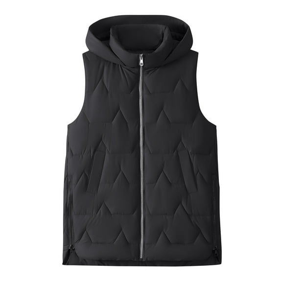 Rutainlusire Womens Hooded Sleeveless Puffer Vest Ladies' Casual Color Sleeveless Hooded Jacket