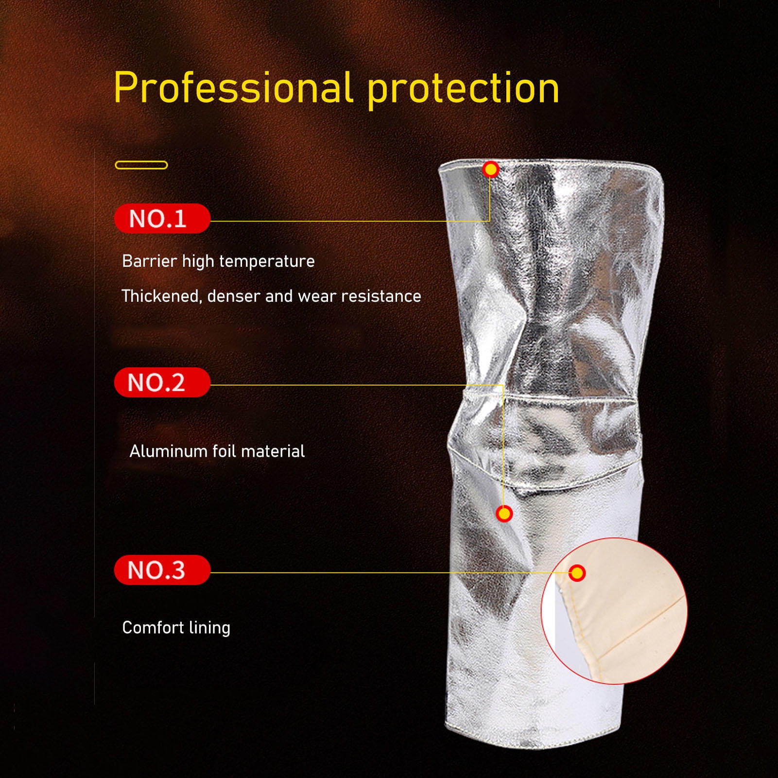 Yajisi 1‑Pair Welding Knee Heat Shield – Fire‑Resistant Aluminum‑Foil Knee Pad with Anti‑Radiation Lining