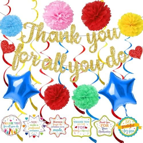 Thank You For All You Do Banner, Employee Appreciation Decorations, We Appreciate You Banner, Teacher Appreciation Decorations for Employees Teachers Doctor Staff Nurses Day Party