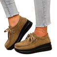 thumbnail image 2 of Willtoo Platform Shoes for Women Faux Suede Lace Up Casual Shoes Thick Sole Round Toe Sneakers, Non-Slip Comfortable Walking Footwear, 2 of 6