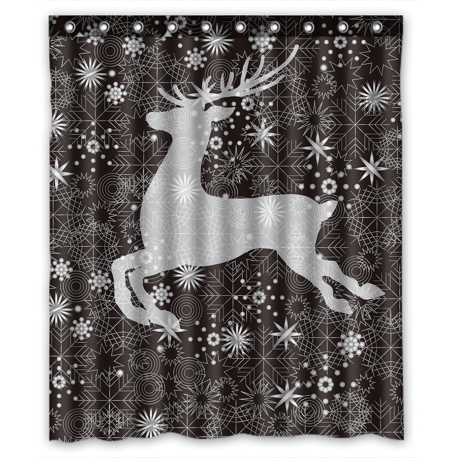YKCG Christmas Deer Happy New Year Shower Curtain Waterproof Fabric
