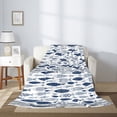 thumbnail image 2 of Disketp Blue Fish Cozy Flannel Fleece Throw Blanket: Has a velvety texture for All Seasons - Perfect for Women, Men, & Kids"60"x50", 2 of 6