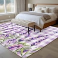 thumbnail image 4 of Spring Lavender Floral Area Rugs 8'x10', Washable Small Throw Rugs for Living Room Patio, Flowers Butterfly Purple Plaid Indoor Outdoor Rug Non-Slip Low Pile Carpet Runner Reversible Floor Mats, 4 of 8