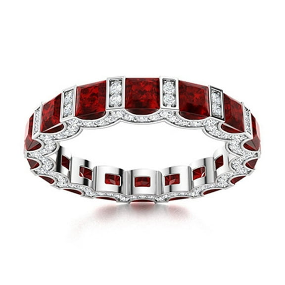 Mooneye 0.75 Ctw Square Cut Garnet 925 Sterling Silver Women Wedding Gifts Rich Feel Ring