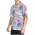 thumbnail image 2 of joogoo Men's Hawaiian Shirt Pink Palm Tree and Dolphin Short Sleeve Casual Button Down Shirts 2XL, 2 of 6