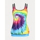 thumbnail image 2 of Traje de Blouson Tankini de Tirantes Finos con Pintura de Tie Dye Rosegal  Leggings de talla grande, 2 of 5