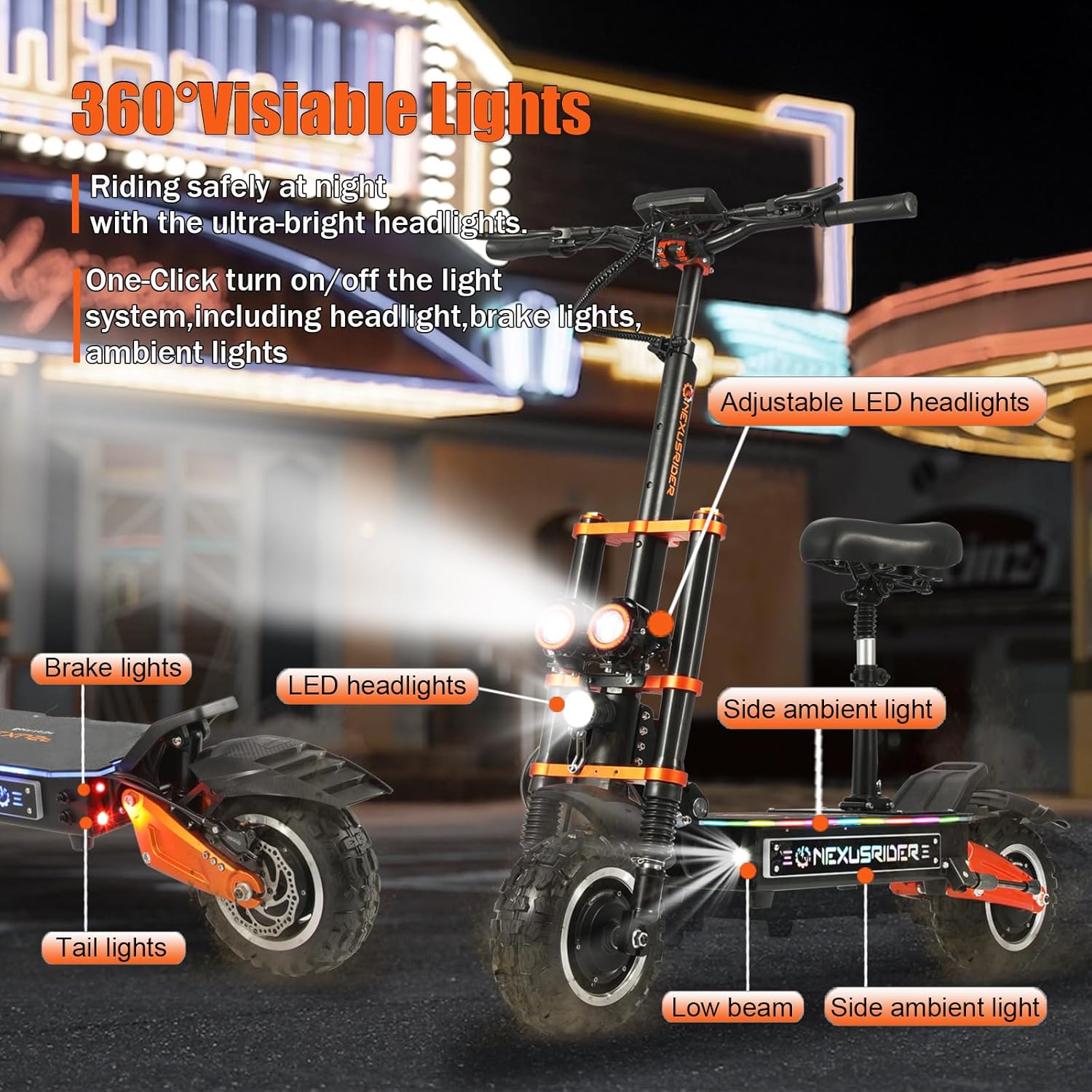 NexusRider Tank500 6000W Motor Foldable Electric Scooter, 58MPH