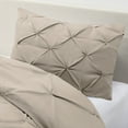 thumbnail image 5 of Nestl 2 Piece Pinch Pleated Pintuck Duvet Cover Set with Shams, Soft Microfiber,Button Closure Bedding Set, Twin - Taupe, 5 of 9