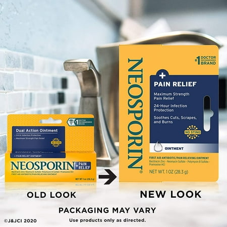 Neosporin Plus Pain Relief, Maximum Strength Antibiotic Ointment 1 oz (Pack of 4)