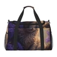 thumbnail image 1 of Disketp Purple Flower Lazy Cat Bolsa de Viaje Tipo Duffle, Bolso de Mano para Fin de Semana para Mujer, Bolsa de Gimnasio Ligera para Hombre, Esencial para Viajes, 1 of 7