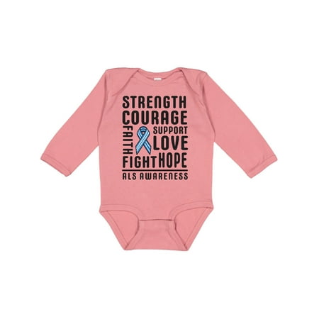 

Inktastic ALS Awareness Strength Courage Support Gift Baby Boy or Baby Girl Long Sleeve Bodysuit