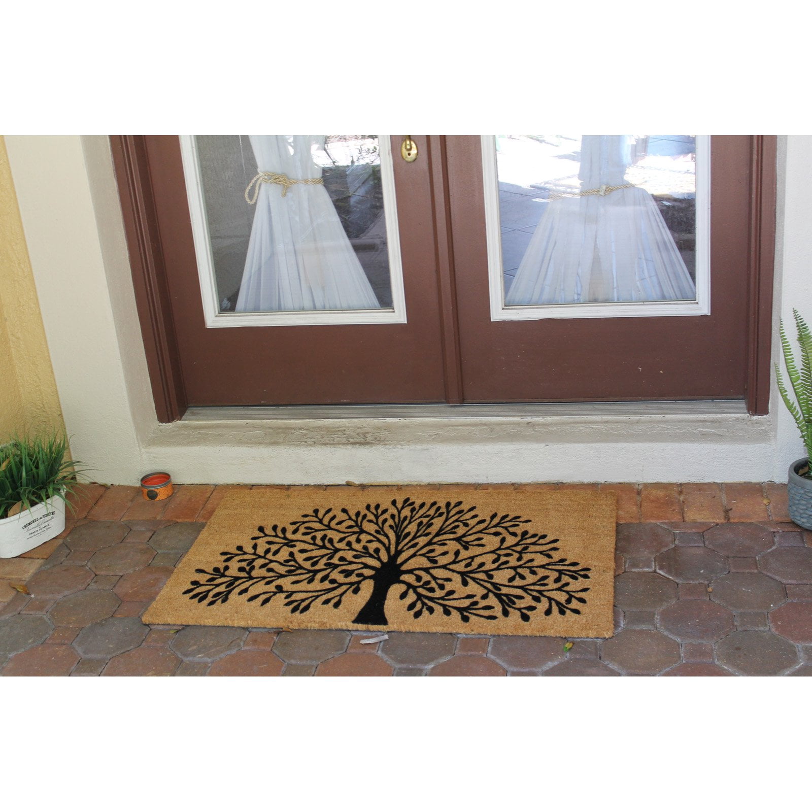 A1 Home Collections Coir Flocked & PVC Backing Doormat, Non-Slip, Heavy Duty, Low Profile Front Door Mat, Tree of Life 24" x 39"