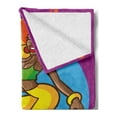 thumbnail image 2 of 70s Party Soft Flannel Fleece Throw Blanket, American Woman Dancing at the Disco Funky Fashion with Smiling Face Art, Cozy Plush for Indoor and Outdoor Use, 50" x 60", Multicolor, by Ambesonne, 2 of 5