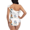 thumbnail image 5 of Gukieu Animals in Transport Print One-shoulder Ruffled One-piece Swimsuit with Removable Chest Pads and Tummy-control Swimsuit for Women-Large, 5 of 6