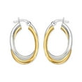 thumbnail image 4 of LeCalla 925 Sterling Silver Hypoallergenic Two-Tone Intertwining Oval Shape Click-Top Hoop Earrings for Women and Teen 35MM, 4 of 7