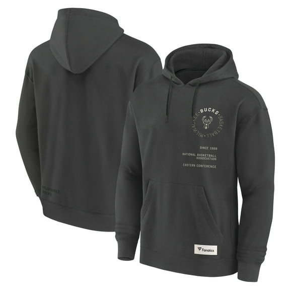 Men's Fanatics Gray Milwaukee Bucks Future Ground Info Elements Premium Pullover Hoodie
