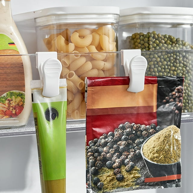 Aparatos de cocina, accesorios de cocina, utensilios de cocina, juego de 4 pinzas para guardar accesorios para la puerta lateral del refrigerador, pinzas para notas, pinzas para la ropa con ganchos, a