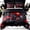 Red & Black, variant on Flymme Queen Comforter Set,3 Piece Neon Geometric Checkered Bedding Set for Teen Men Gamer Room Decor Grids Quilt Square Plaid Check Bed Set for All Season