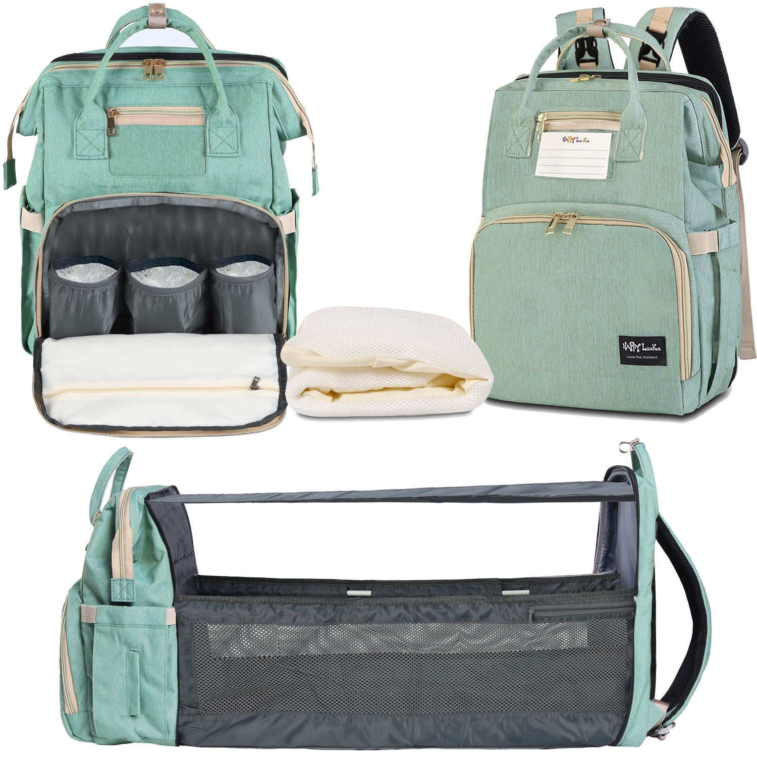 HAPPYLUOKA Baby Diaper Bag Backpack with Changing Station, Baby Bags