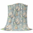 thumbnail image 6 of Blue Flowers Blanket Soft Cozy Warm Throw Blanket for Couch, Plush Fuzzy Flannel Fleece Blankets for Sofa, Romantic Farmhouse Botanical Floral Leaves Bed Blankets Lightweight Gifts for Women, 50"x60", 6 of 9
