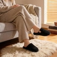 thumbnail image 2 of Litfun Women's Fuzzy Slippers Winter Comfy Indoor House Slippers Soft Memory Foam Shoes, Black, 2 of 7
